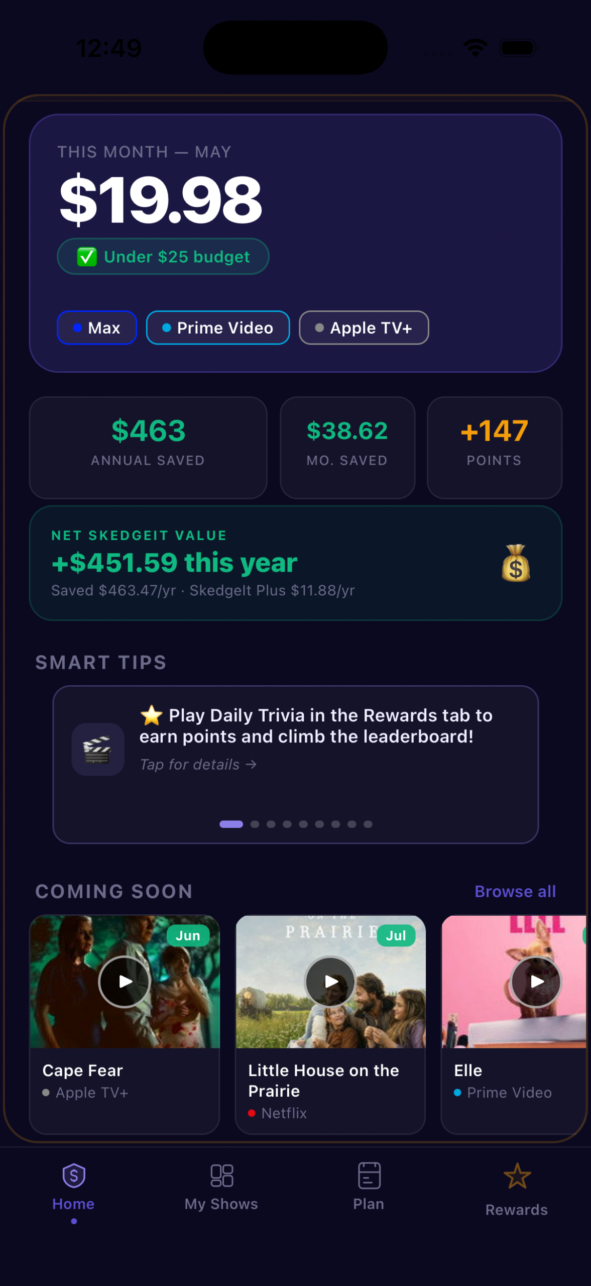SkedgeIt app home tab